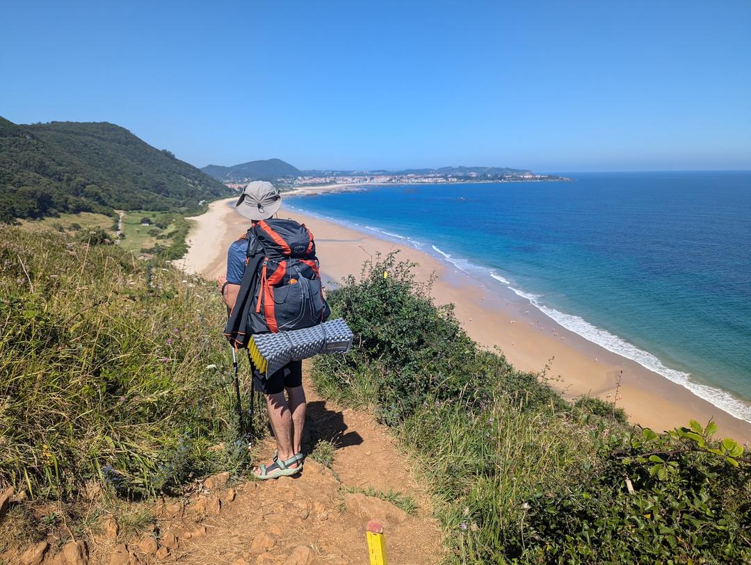 A pilgrim walking on the Camino de Santiago