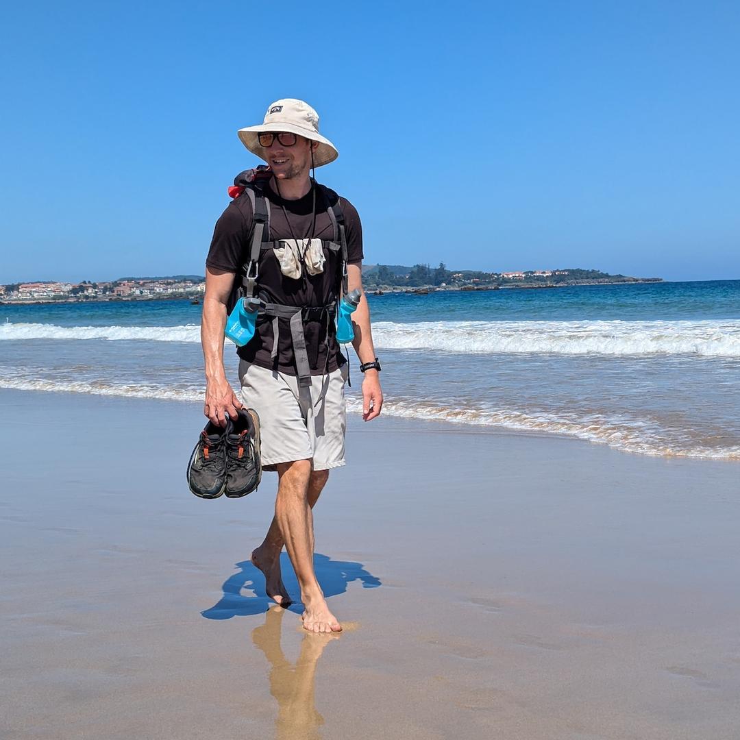 A pilgrim walking on the Camino de Santiago